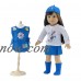 18 Inch Doll Clothes | Daisy Girl Scout-Inspired Outfit, Includes Blue Skirt, LS White T-Shirt with Daisy Print, Blue Tunic with Embroidered Patches, Matching Hat and Socks | Fits American Girl Dolls   